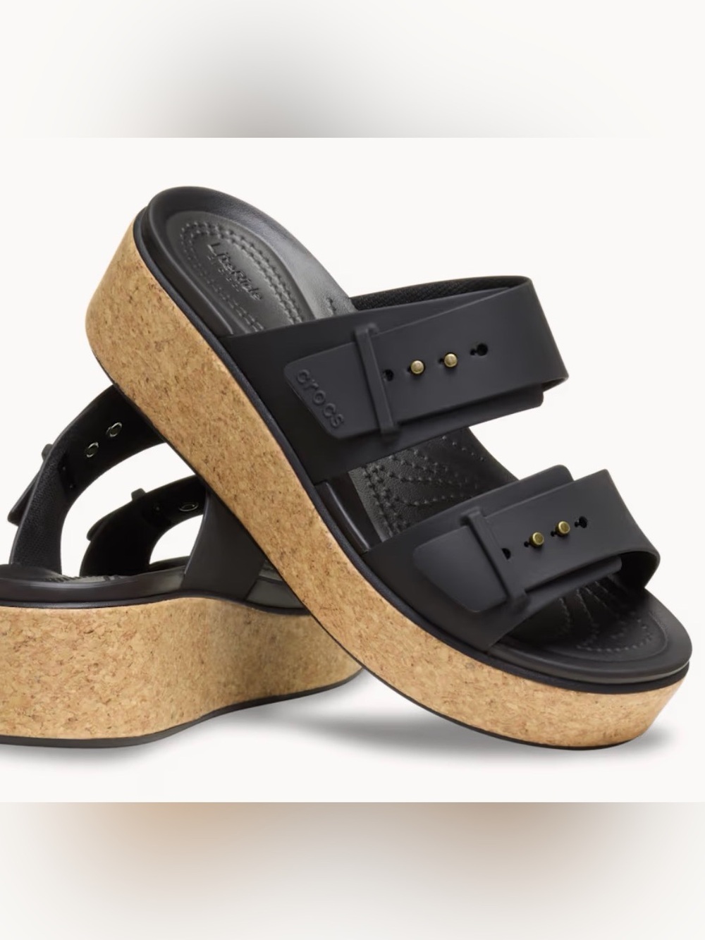 Like New Crocs Brooklyn Buckle Low Wedge Cork Sandals